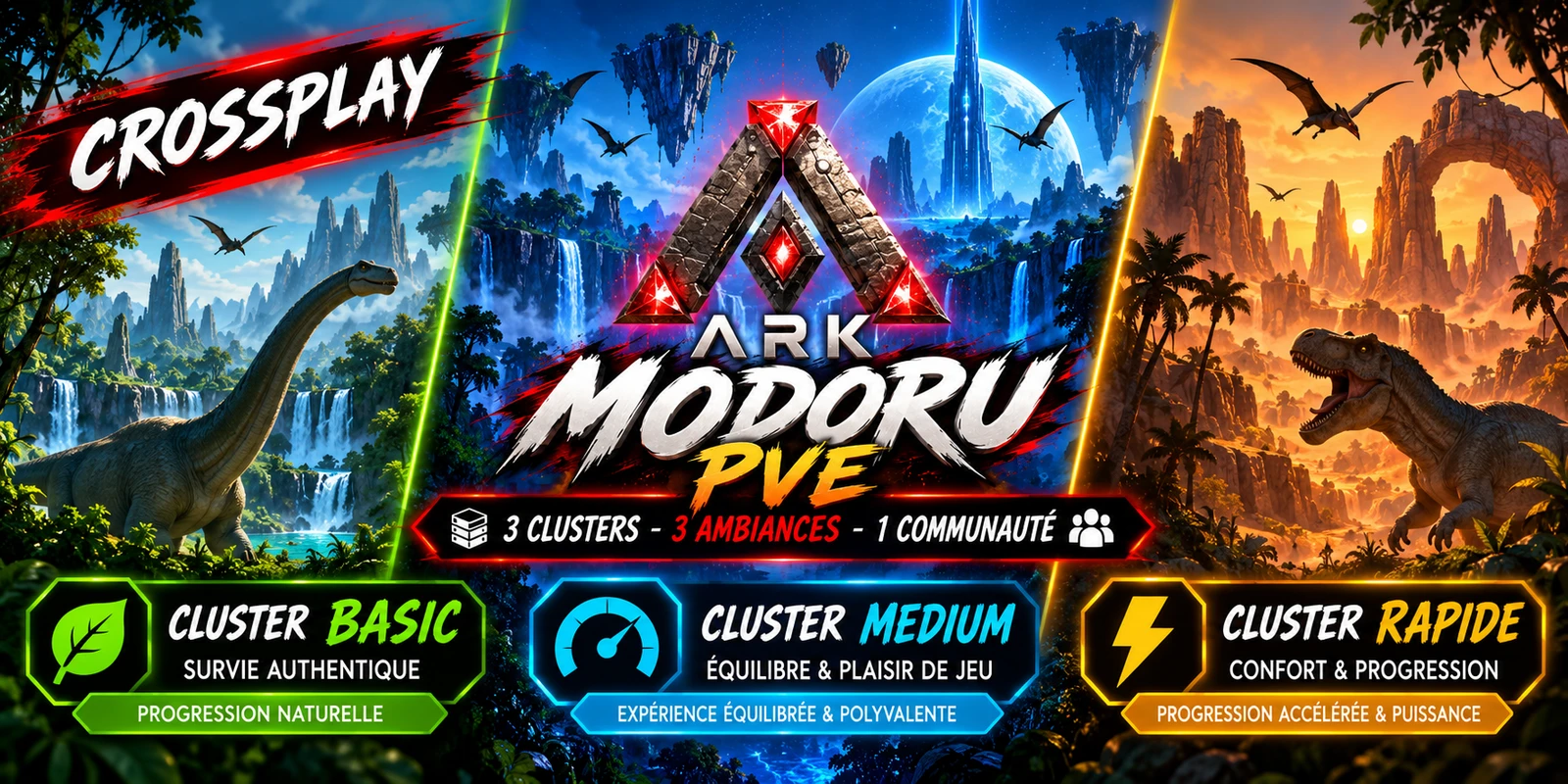 Banner de ARK MODORU FR | 3 CLUSTERS